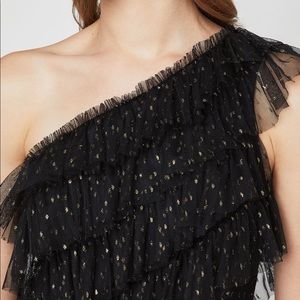 BCBG - One Shoulder Metallic Lace Dress